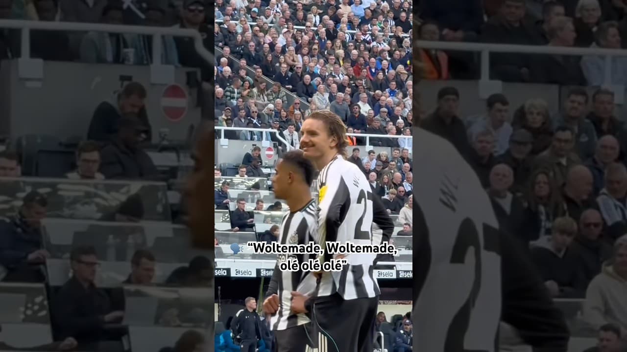 Woltemade’s reaction to the fans singing his name 🇩🇪🥹 #Newcastle #NUFC #PremierLeague #Woltemade
